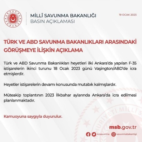 MSB'den F-35 açıklaması! ABD'yle 2023 ilkbaharında yeni görüşme!